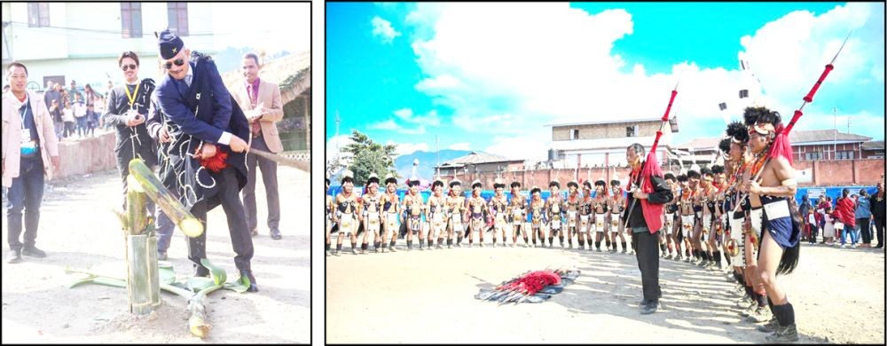 (Left) Major General Vikas Lakhera, SM, IG Assam Rifles (N); (Right) Cultural troupe during the inaugural function of the Poanglum Festival at Parade Ground in Tuensang on January 11. (Morung Photo)